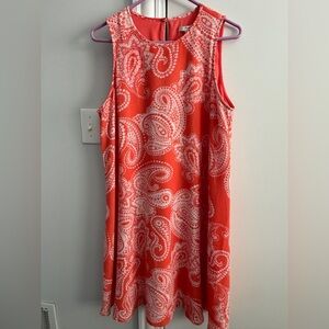 Paisley Women’s Dress - Coral and White